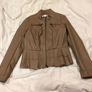 Tan leather peplum jacket