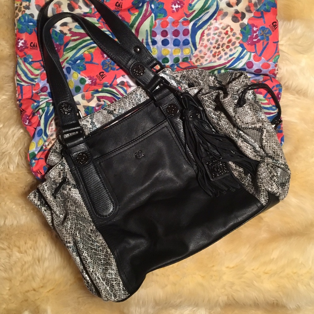Carlos Falchi Snake Skin shoulder tote bag
