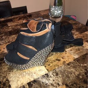 Jeffery Campbell's gladiator wedge strap sandals