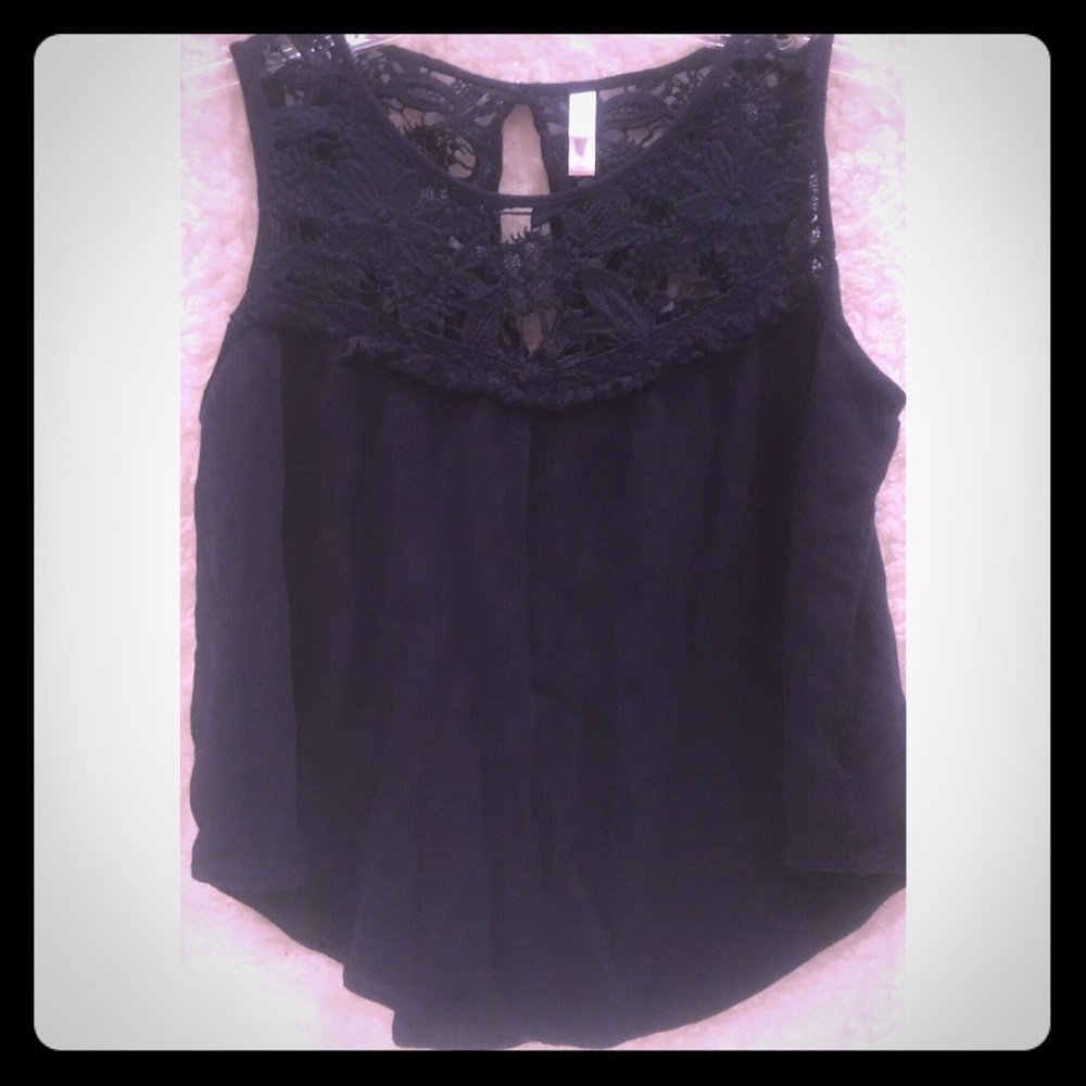 Blue Lace Flowy Boho Tank Top
