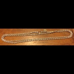 24" 2MM Sterling Silver Diamond Cut Rope Necklace