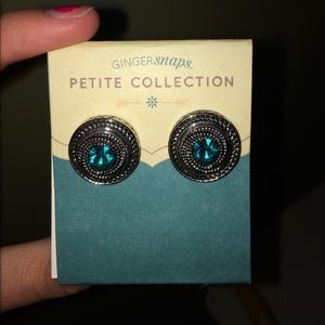 Silver and turquoise round stud earrings