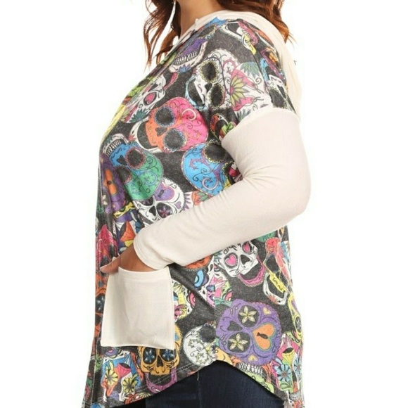 NEW Plus sugar skull light  cardigan jacket shirt - Picture 2 of 5
