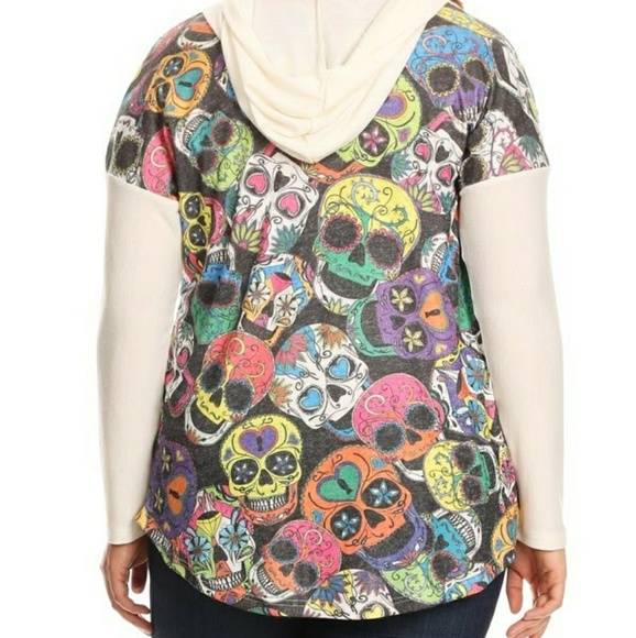 NEW Plus sugar skull light  cardigan jacket shirt - Picture 3 of 5