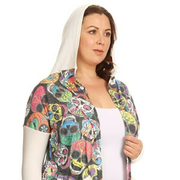 NEW Plus sugar skull light  cardigan jacket shirt - Picture 4 of 5