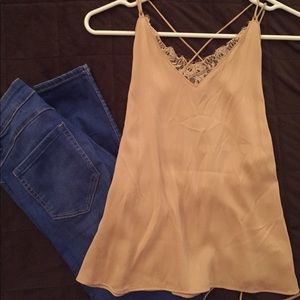 NWT Zara Trafaluc Nude Strappy Lace Tank