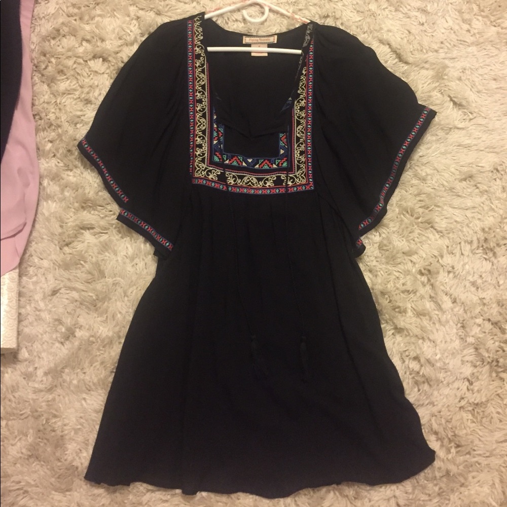 Black embroidered dress
