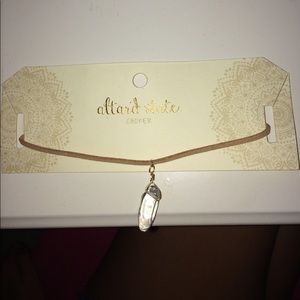Tan leather and clear stone choker