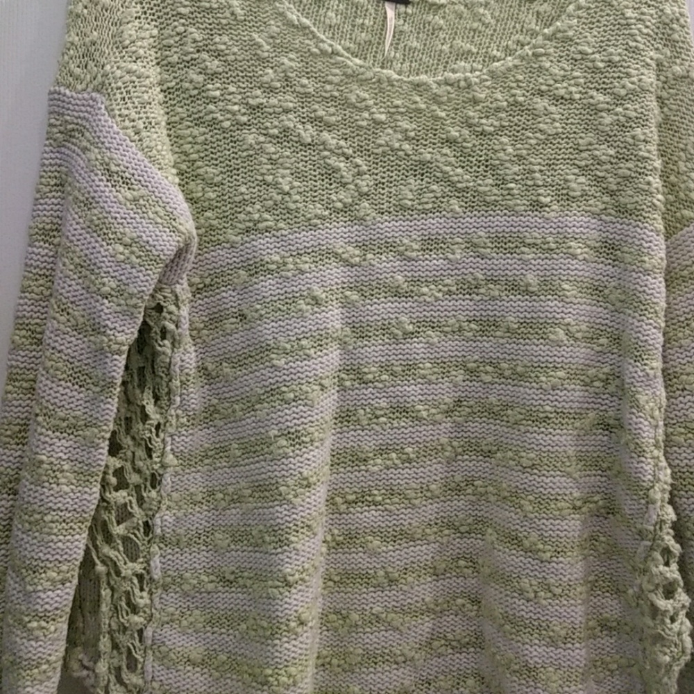 Lime green and white striped FP sweater