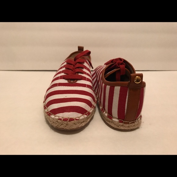 MK Red & White Nautical Striped Sneakers Sz 8 - Picture 3 of 3