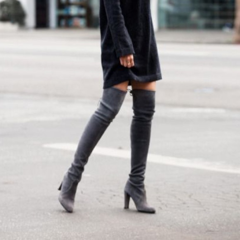 Grey Thigh High Boots