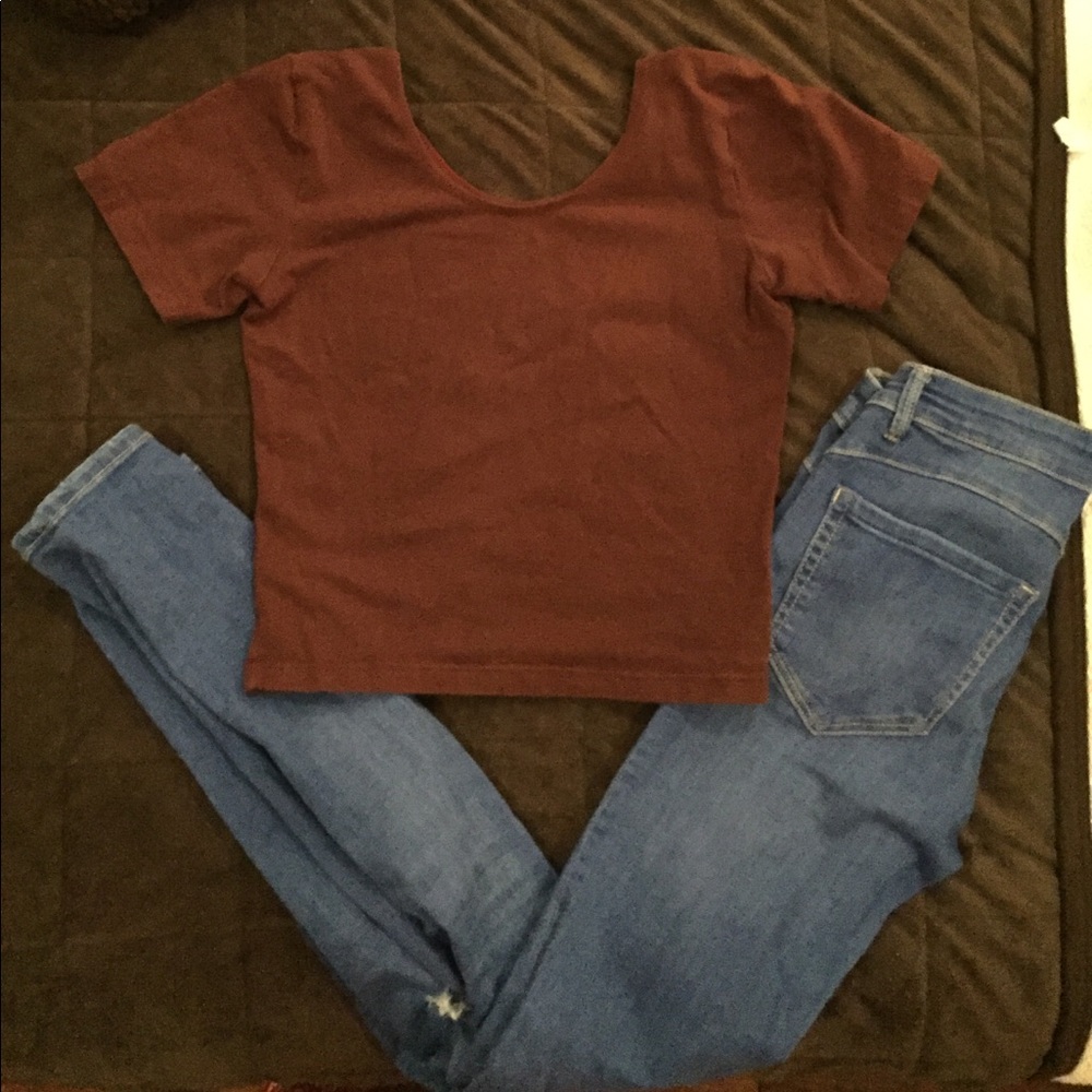 Maroon American Apparel Crop Top