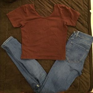 Maroon American Apparel Crop Top