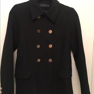 Zara woman black coat with brass hardware sz XS