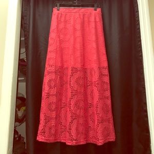 Maxi skirt, with lace bottom