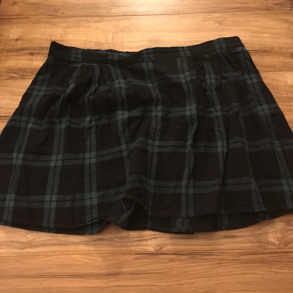 Black and plaid mini skirt