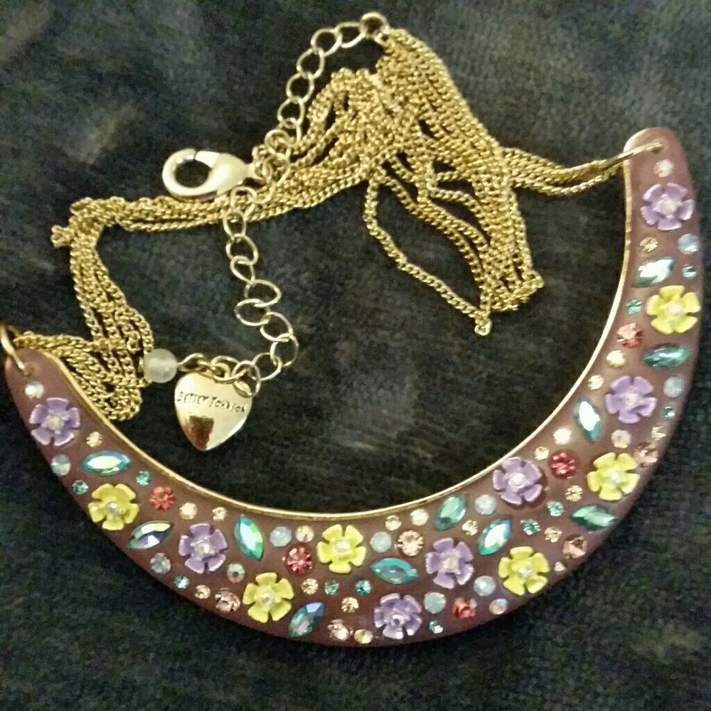 ❌SOLD! 💋 Betsey Johnson Bejeweled Crescent Necklace