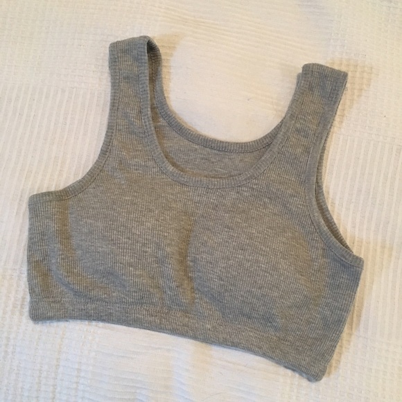 SALE! Grey Padded Ribbed Sports Bra - Picture 6 of 6
