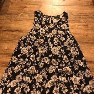 Black and white floral tank-dress.