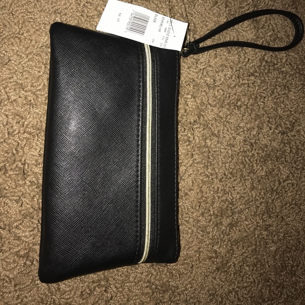 Black wallet with strap