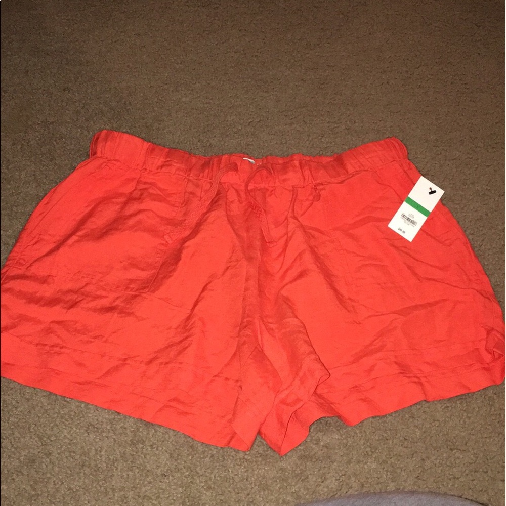 Orange linen shorts