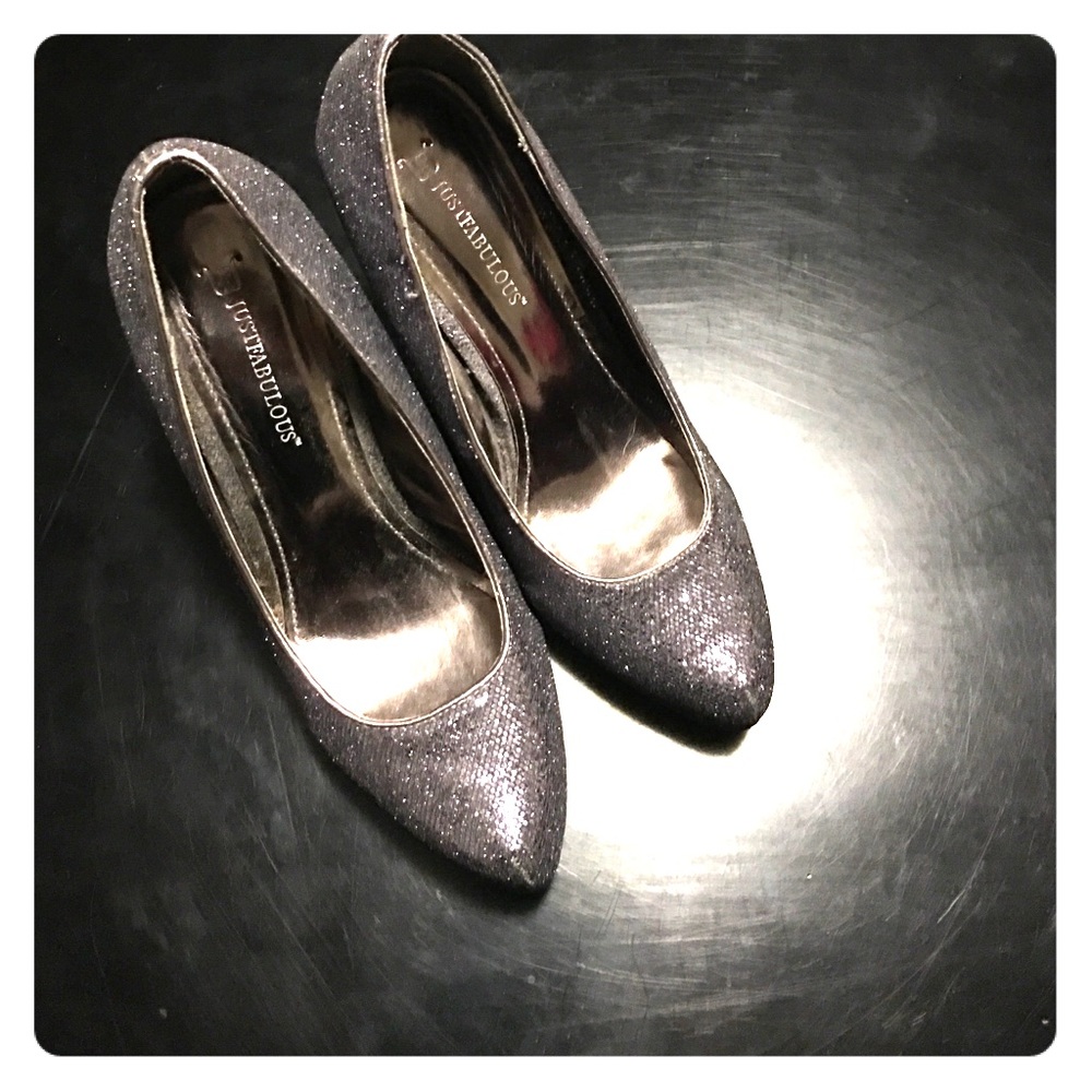 JustFab Sparkly Grey Heels!