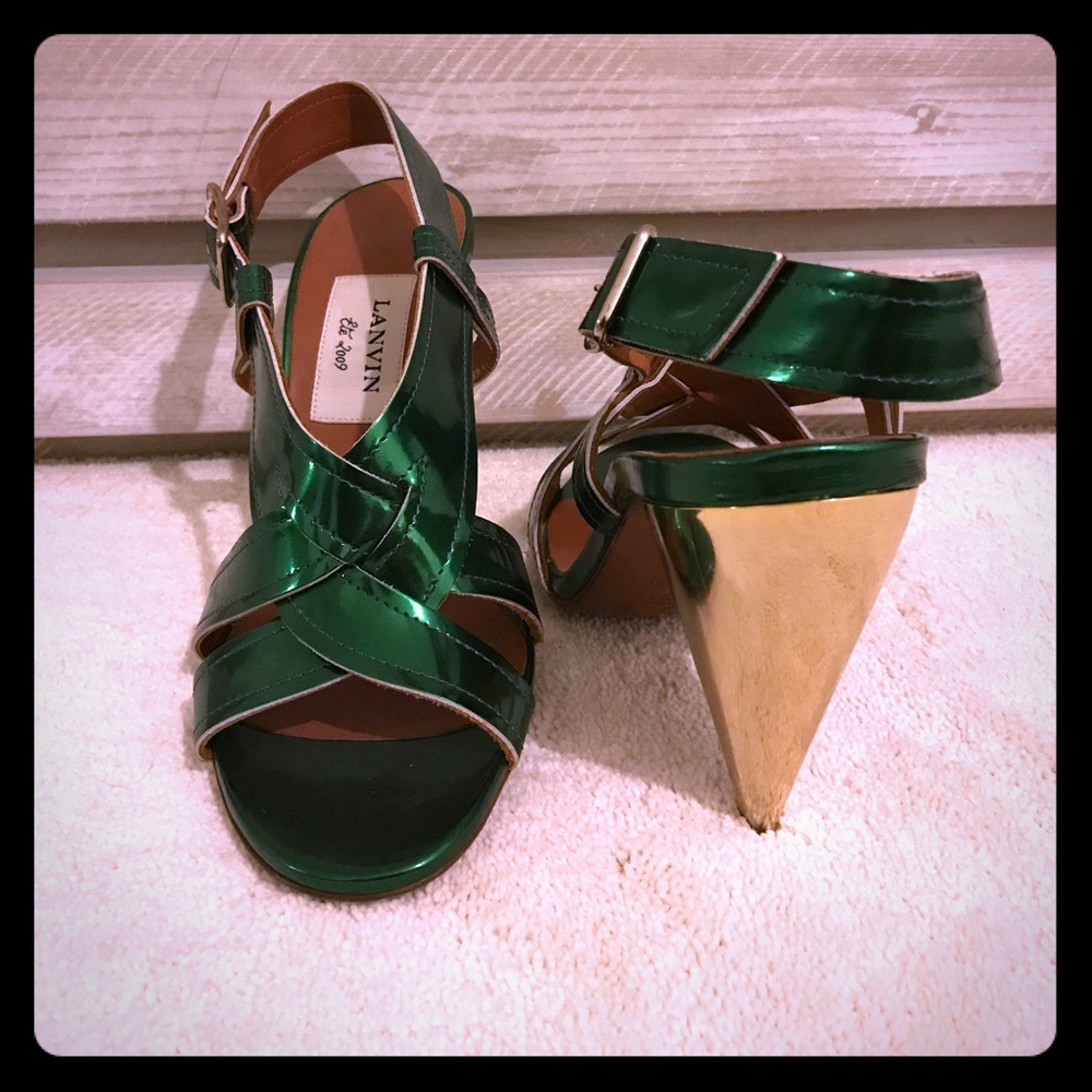 💥Lanvin Emerald Leather Sandal sz38