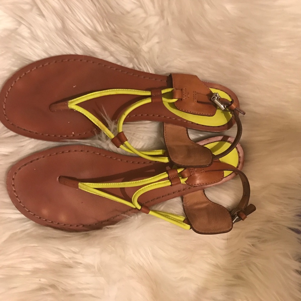 COACH - Leather Sandal // Brown (Tan) & Yellow