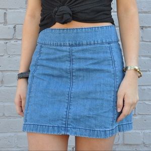 Blue denim free people skirt