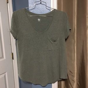Green V-neck T-shirt