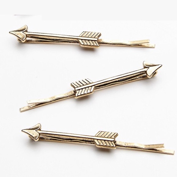 🎉HP🎉 METALLIC Arrow BOBBY PINS Set Gold CLIPS - Picture 2 of 4