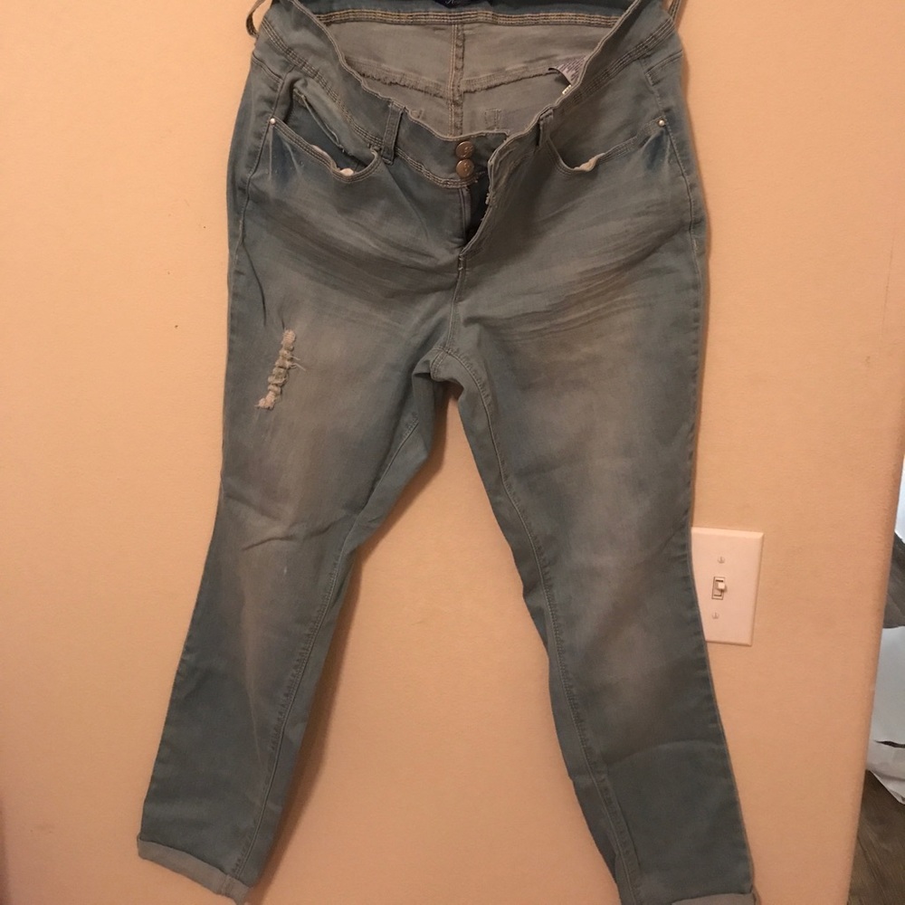 Pants, worn once, folded on bottom.