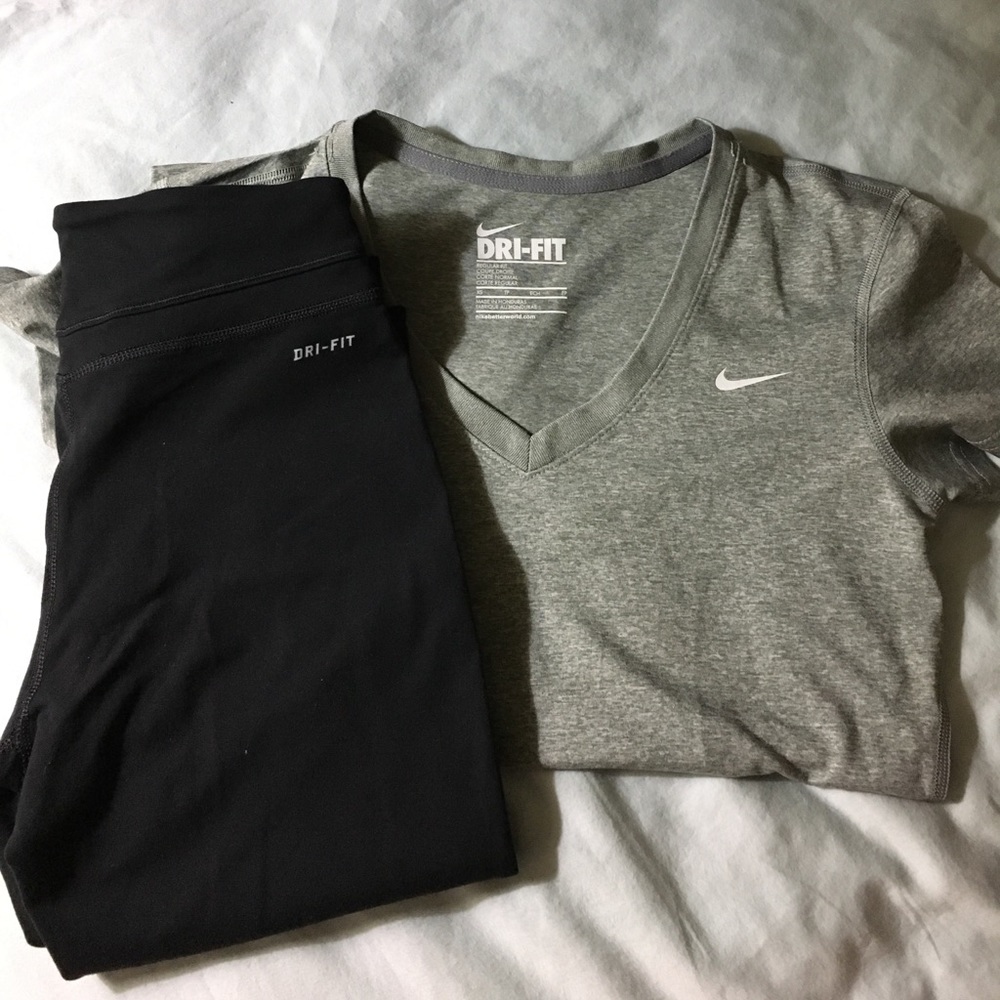 Nike Dri-fit shirt and legging workout yoga outfit