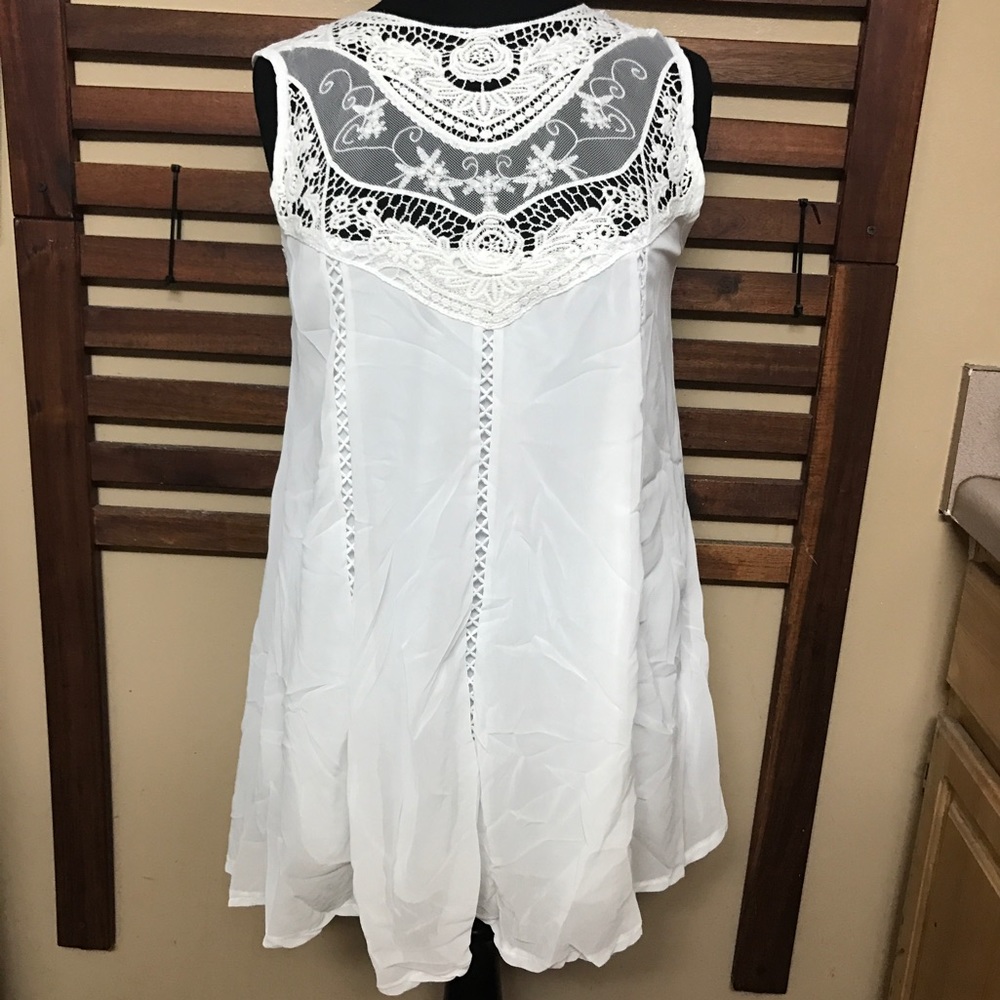 Mini A-Line White Lace Dress - Picture 4 of 7