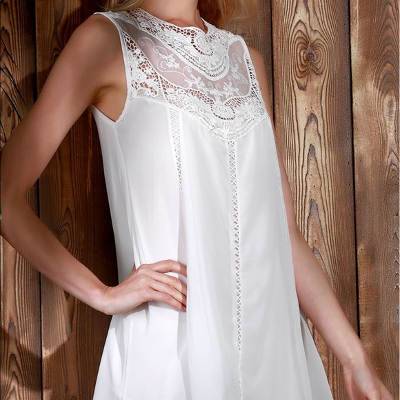 Mini A-Line White Lace Dress - Picture 3 of 7
