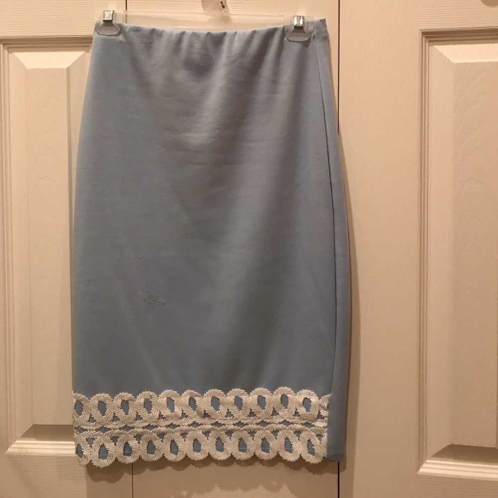 Bless with white design pencil skirt