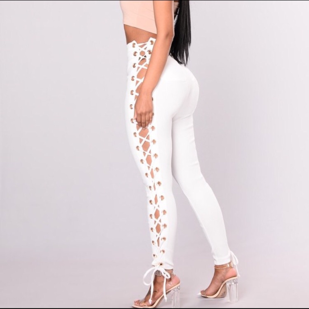 Fashion nova sexy white cut out pants xs