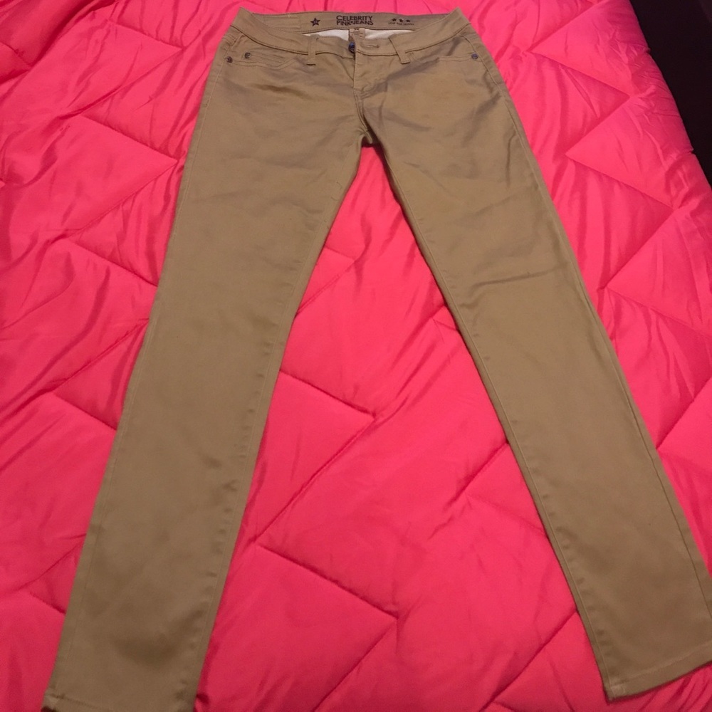 KHAKI LOW RISE SKINNY CELEBRITY PINK JEANS/PANTS