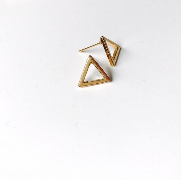 14K Gold Minimalist Triangle Earrings - Picture 1 of 6