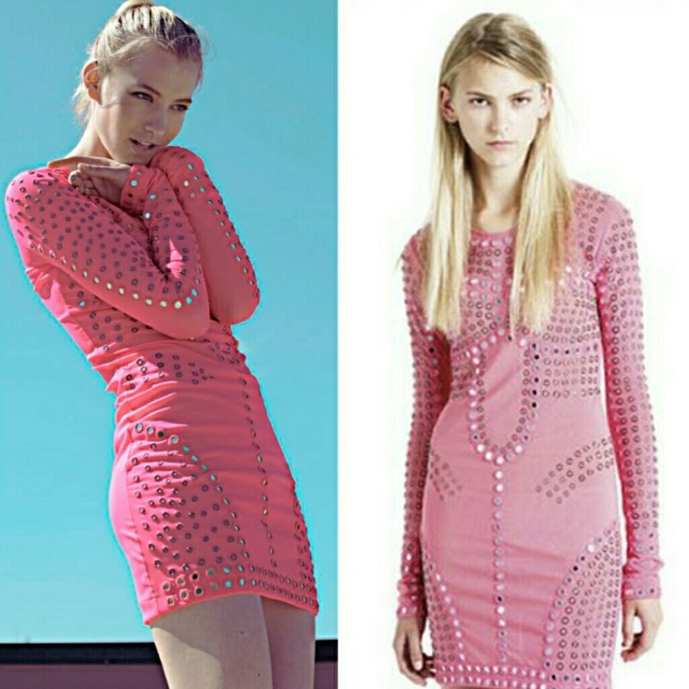 Topshop Christopher Kane Pink Grommet Dress M 8