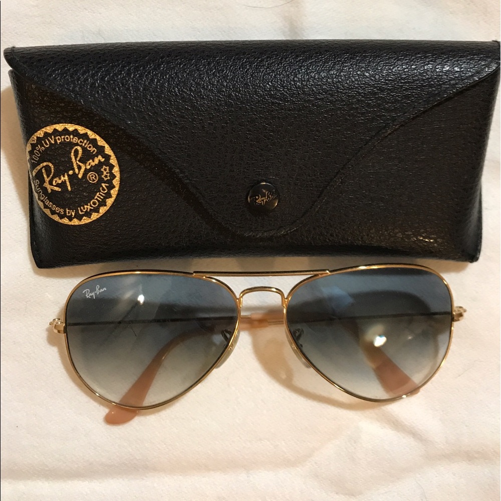 Ray-Ban Aviator Gold Frame Light Blue Gradient
