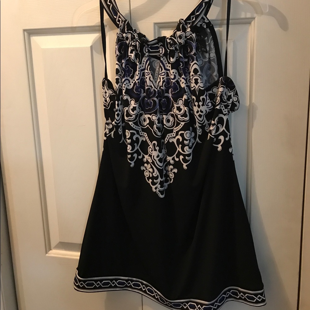 Jersey Black White Blue Blouse