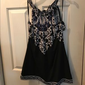 Jersey Black White Blue Blouse