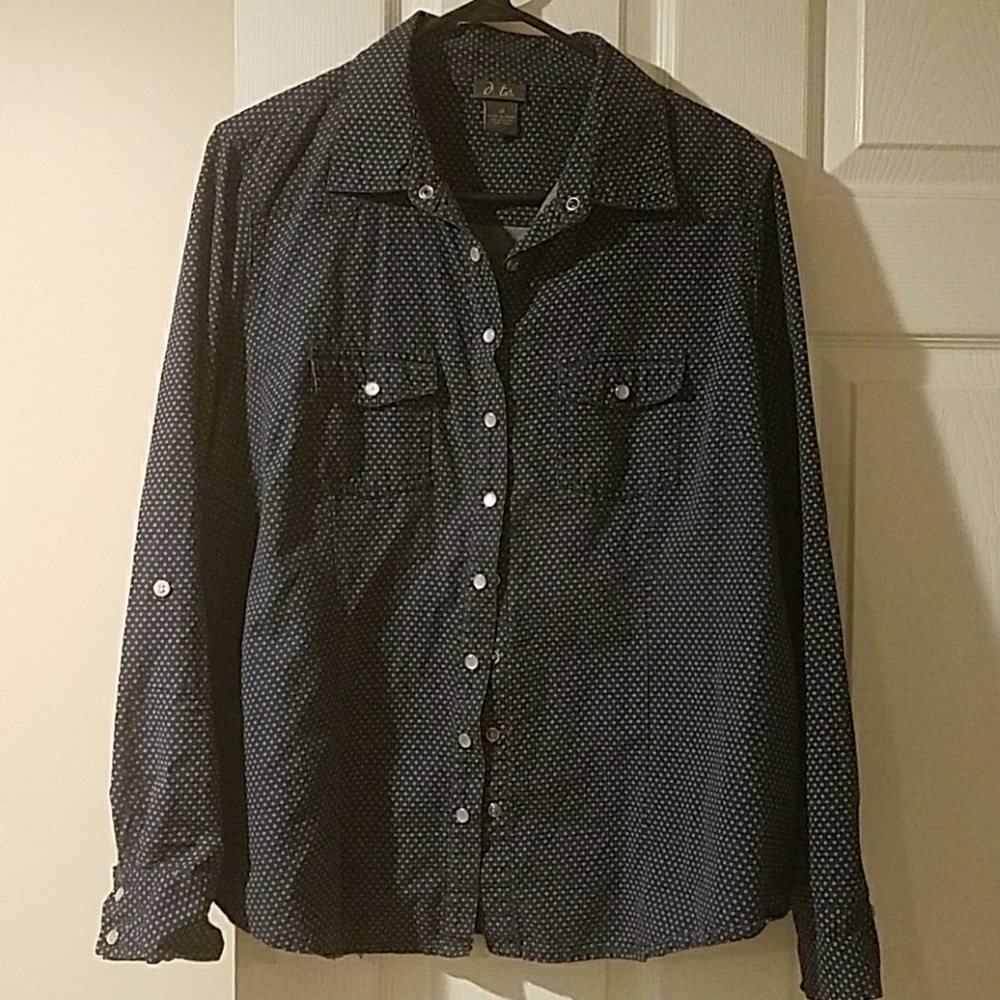 Polka Dot Snap Button Up