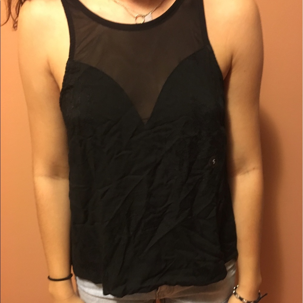 Black Tank with Mesh Detailing