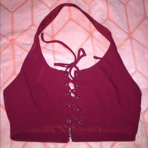 Red Tie-Up Halter Crop Top