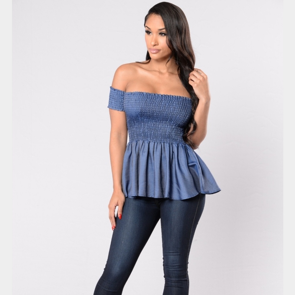 Denim peplum shirt