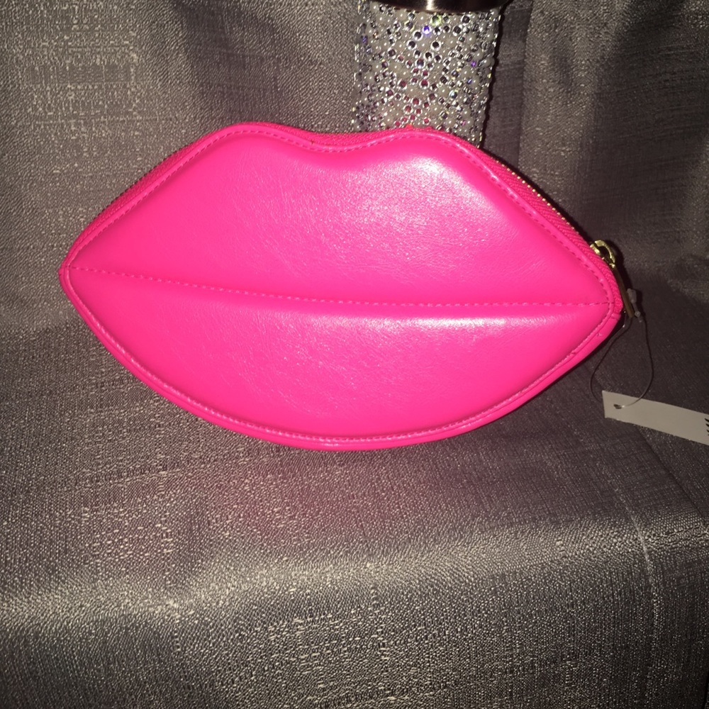 Hot pink lipstick clutch
