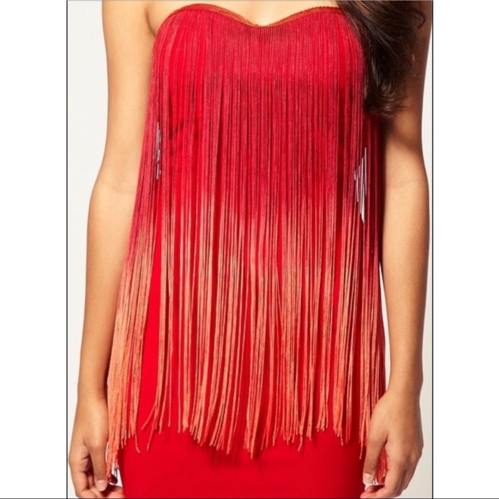 Rare Ombré Fringe Bandeau Dress