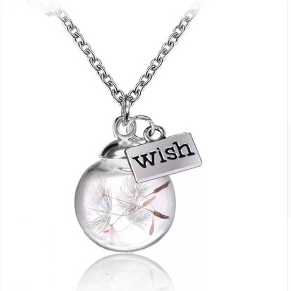 Glass globe dandelion Wish necklace
